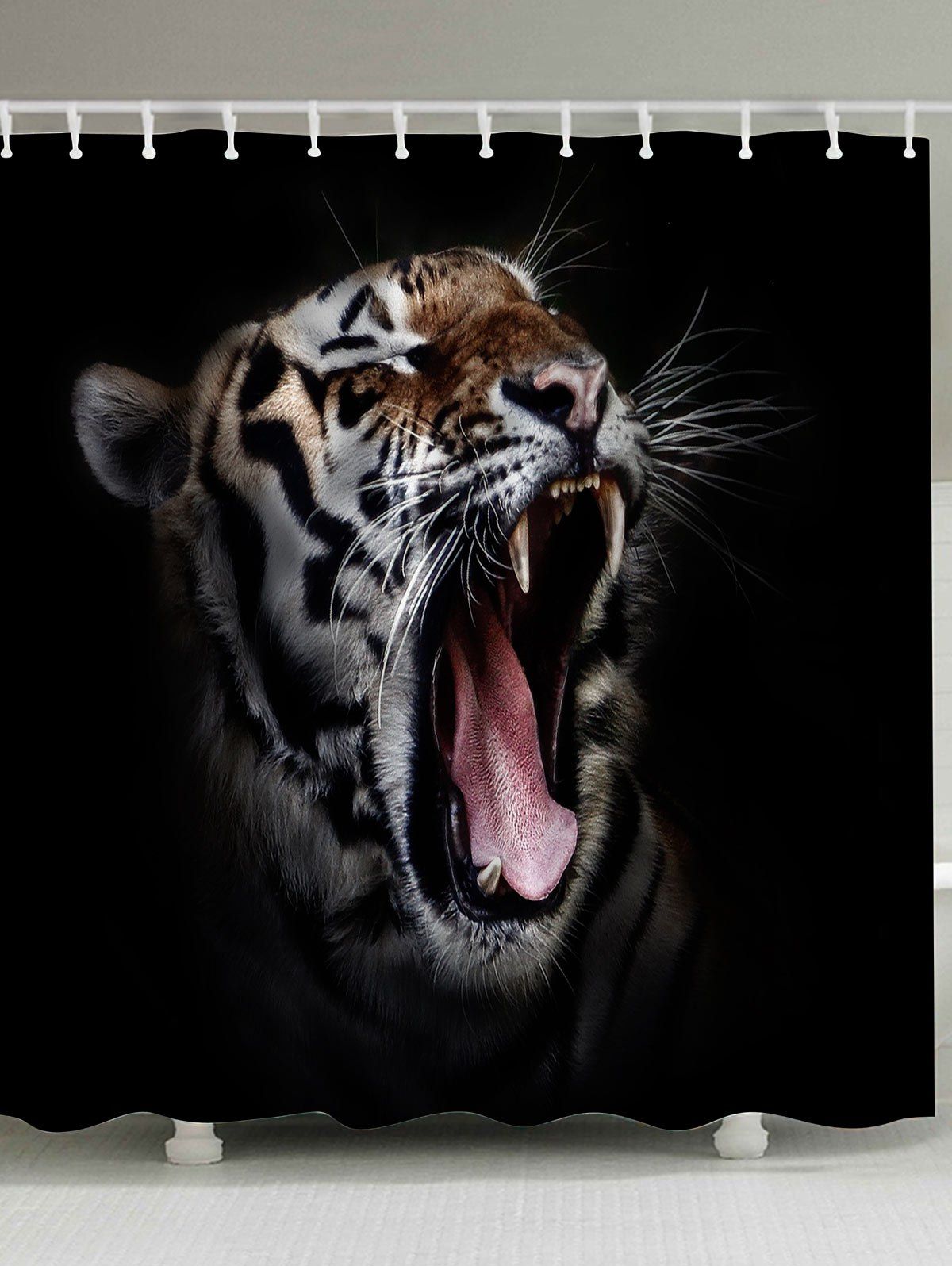 

Eco-Friendly Tiger Head Mouldproof Shower Curtain, Black
