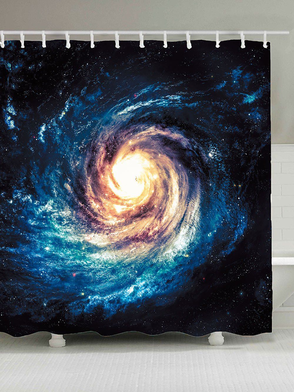 

Star Universe Space Printed Waterproof Shower Curtain, Deep blue
