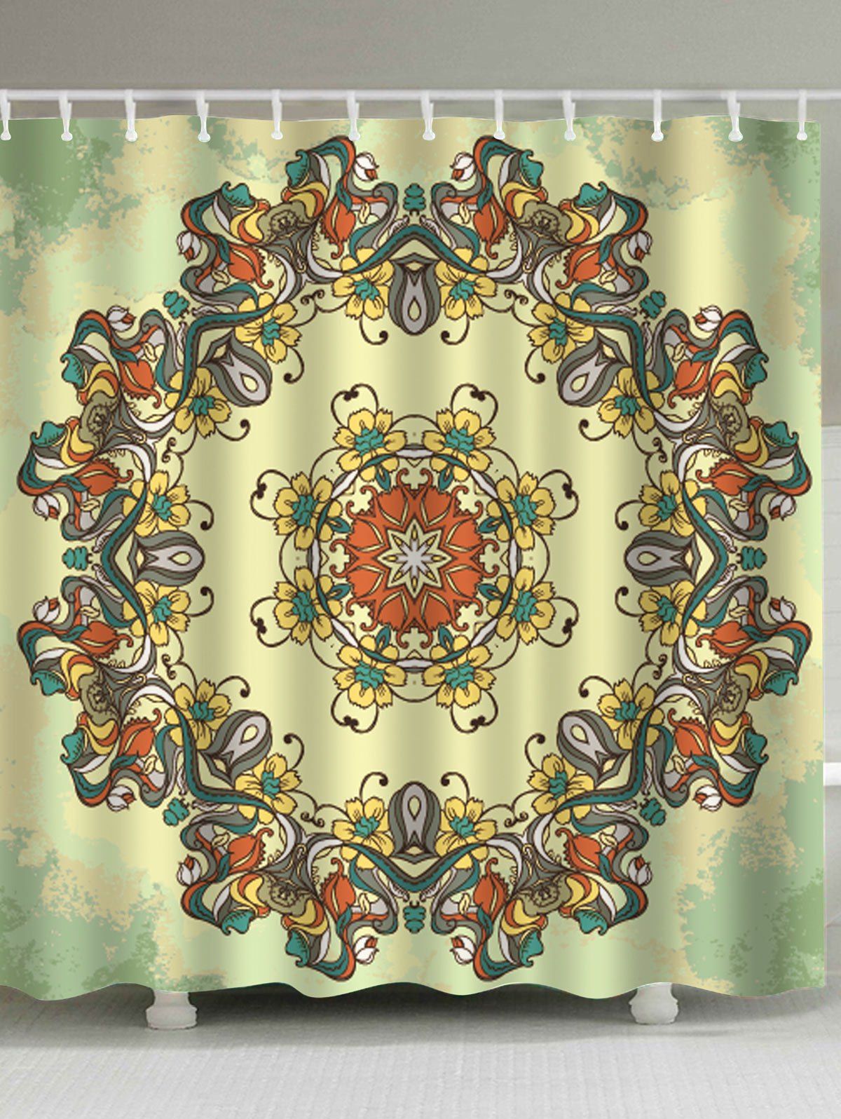 

Mandala Printed Mildewproof Shower Curtain, Yellow green