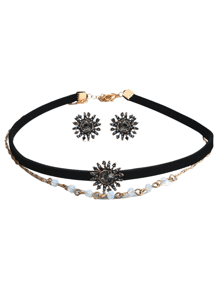 

Rhinestone Sun Choker Necklace and Earring Set, Black