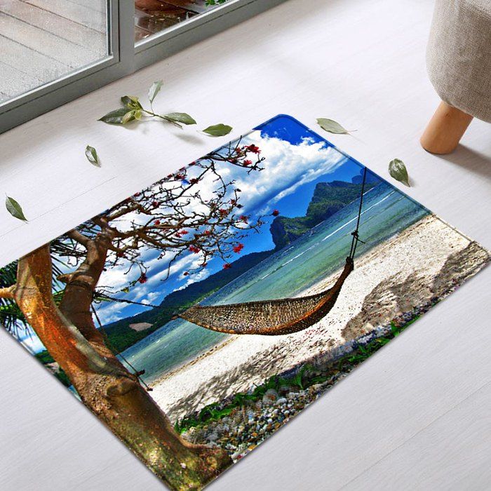 

Beach Hammock Pattern Indoor Outdoor Area Rug, Blue