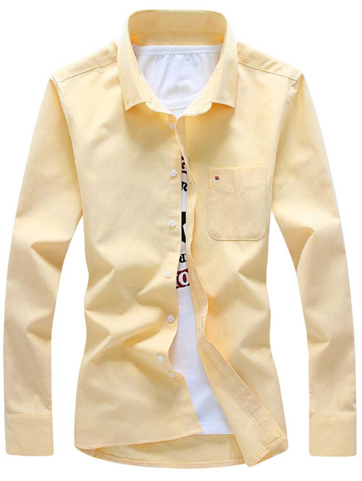 

Long Sleeve Button Down Chest Pocket Shirt, Yellow