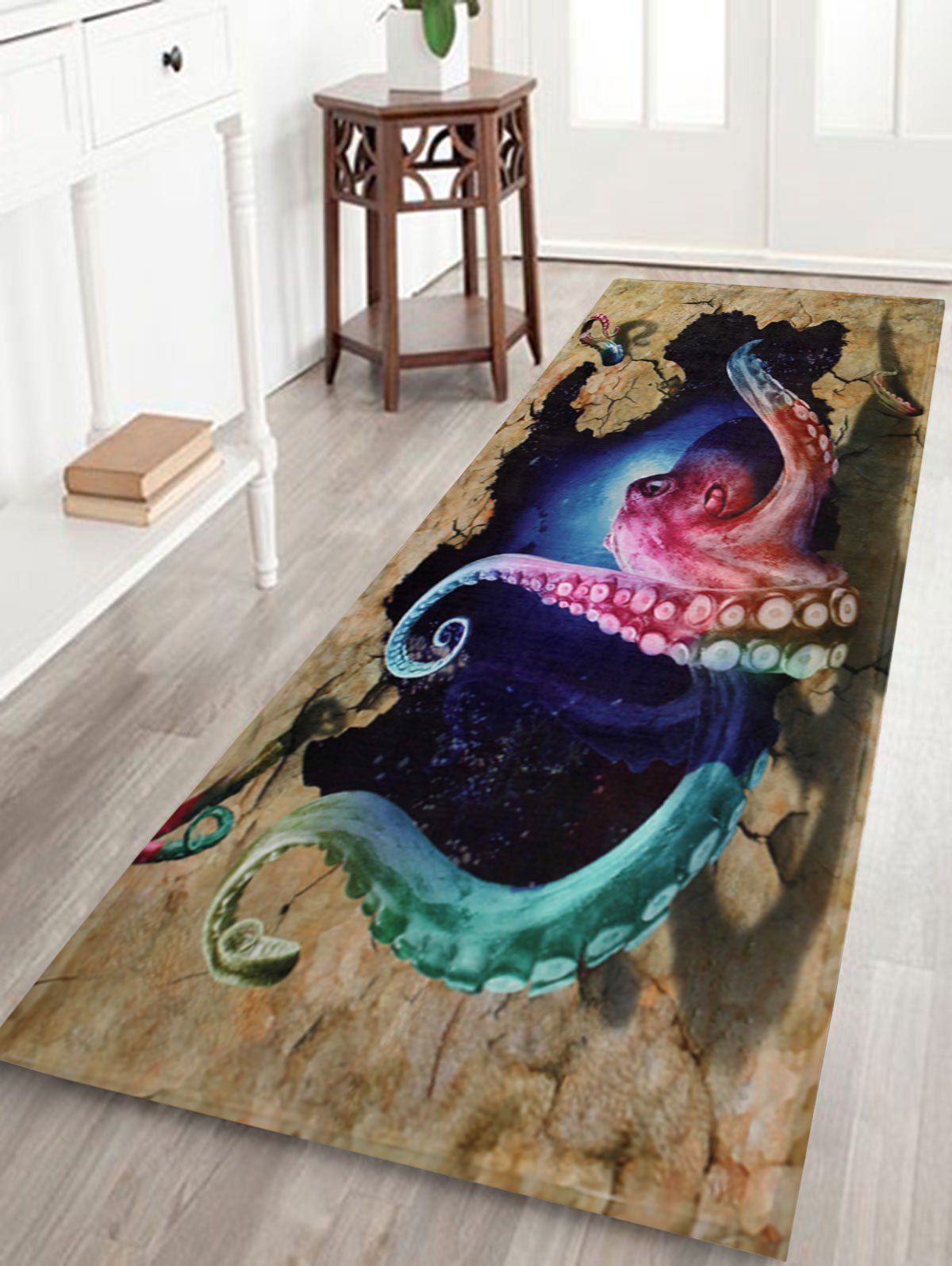 

Soft Coral Velvet Octopus Bathroom Rug, Colormix