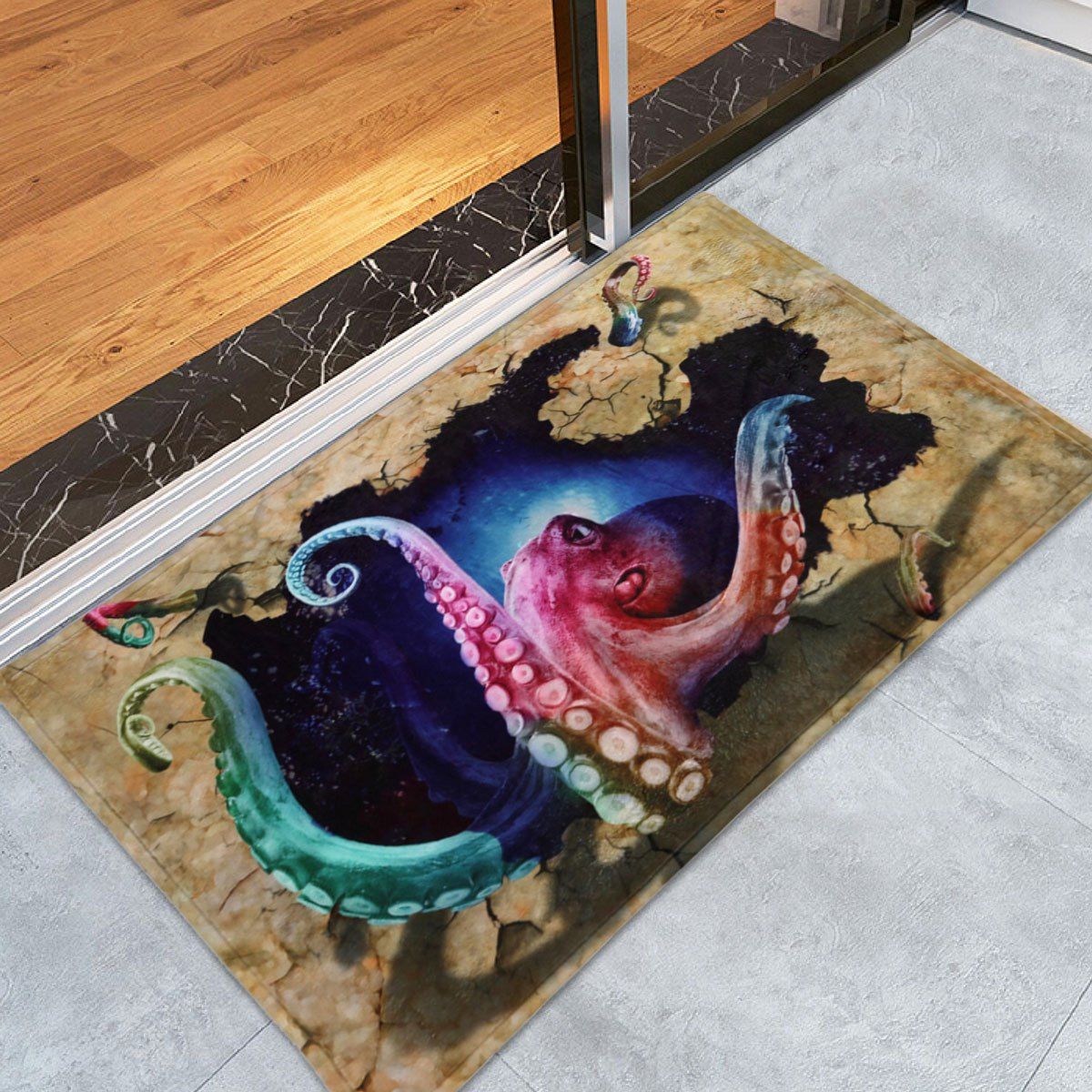 

Soft Coral Velvet Octopus Bathroom Rug, Colormix