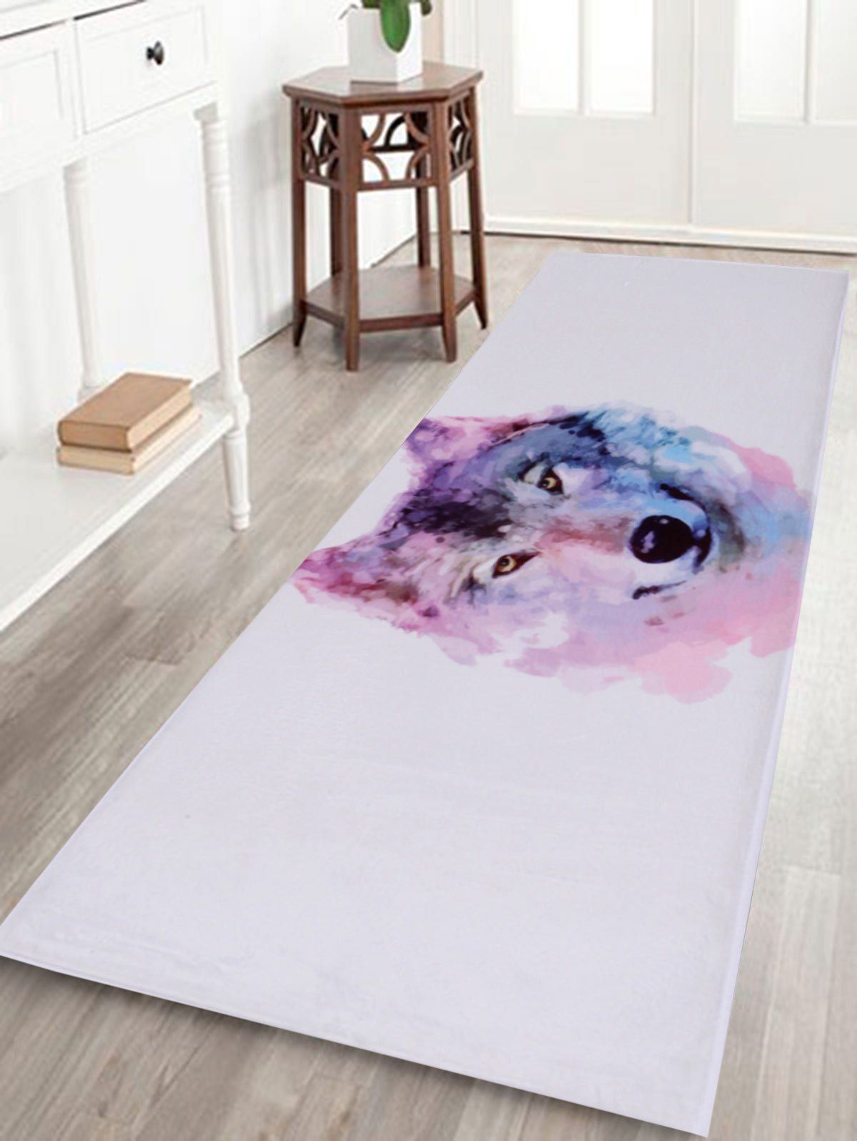 

Anti Slip Coral Velvet Wolf Head Bath Rug, White