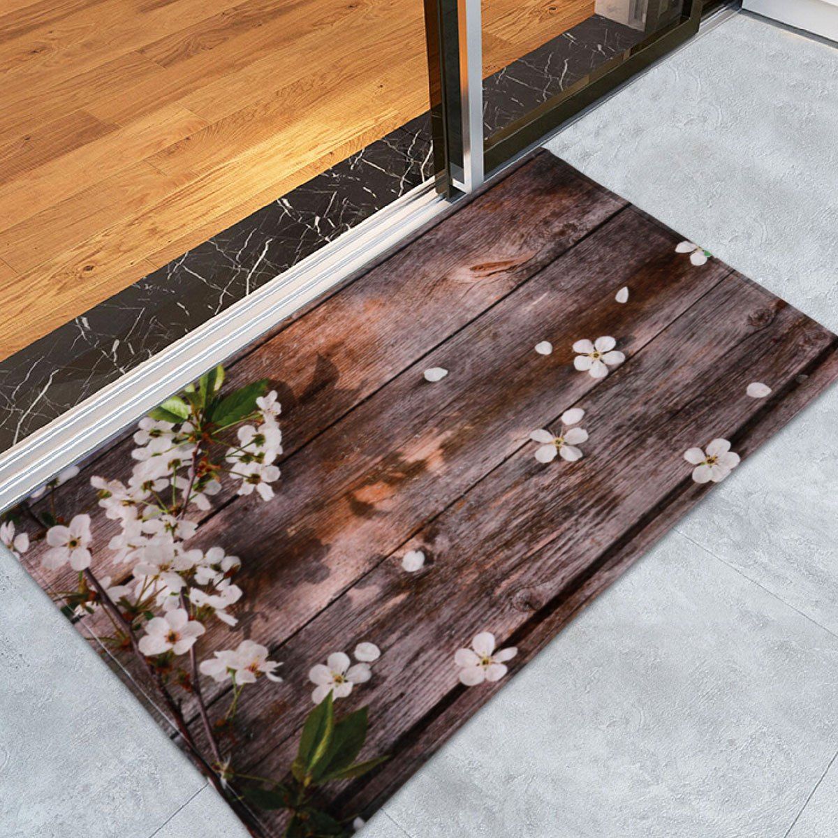 

Plank Floral Soft Coral Fleece Bathroom Rug, Brown