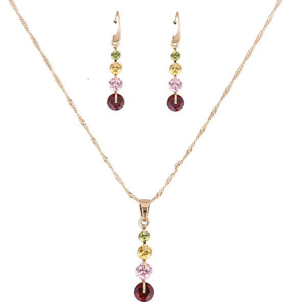 

Rhinestone Collarbone Earring and Necklace Set, Golden