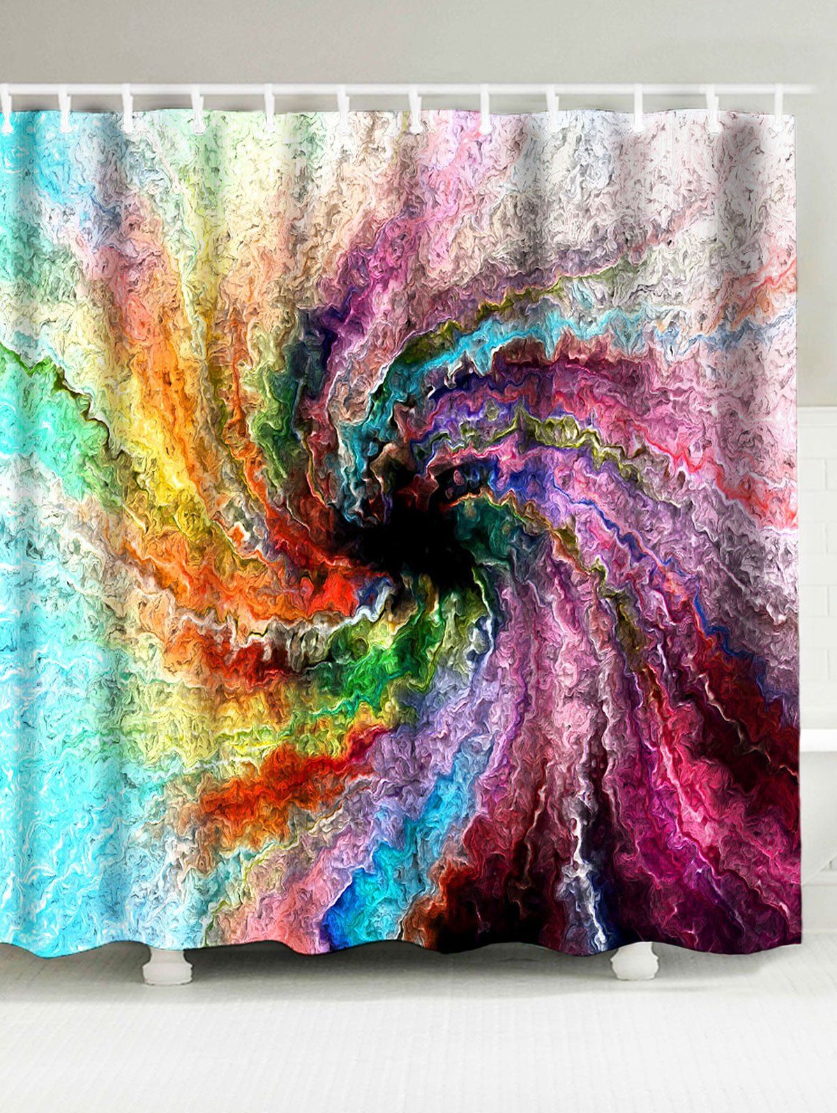 

Waterproof Psychedelic Vortex Print Shower Curtain, Colorful