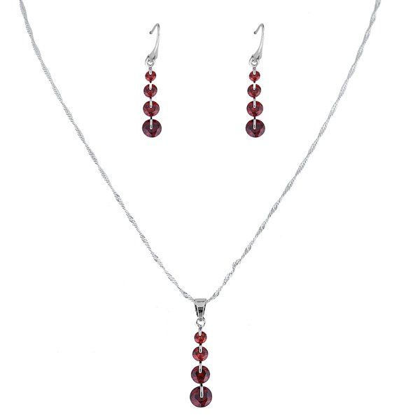 

Rhinestone Collarbone Earring and Necklace Set, Red
