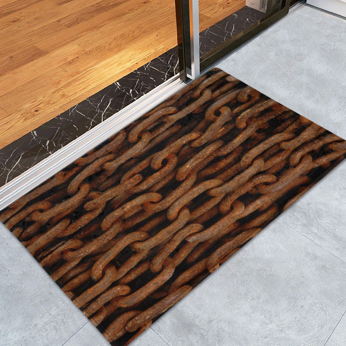 

Coral Velvet Rusty Chain Anti Slip Door Mat, Brown