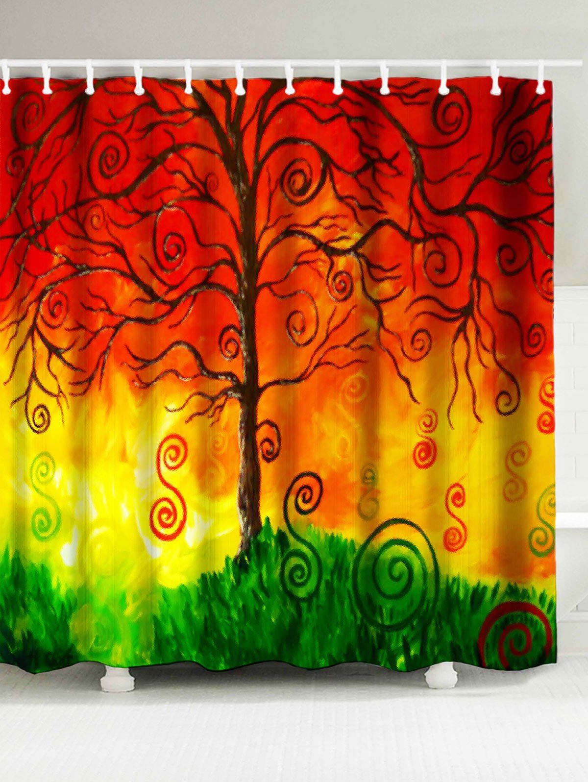 

Creative Tree Printing Waterproof Shower Curtain, Colormix