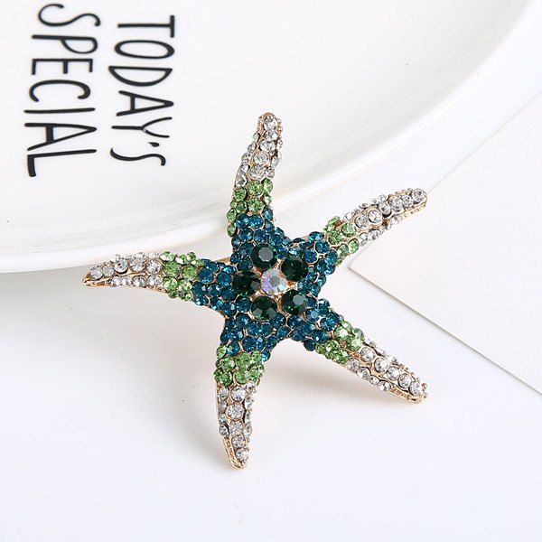 

Rhinestone Cute Starfish Brooch, Deep blue