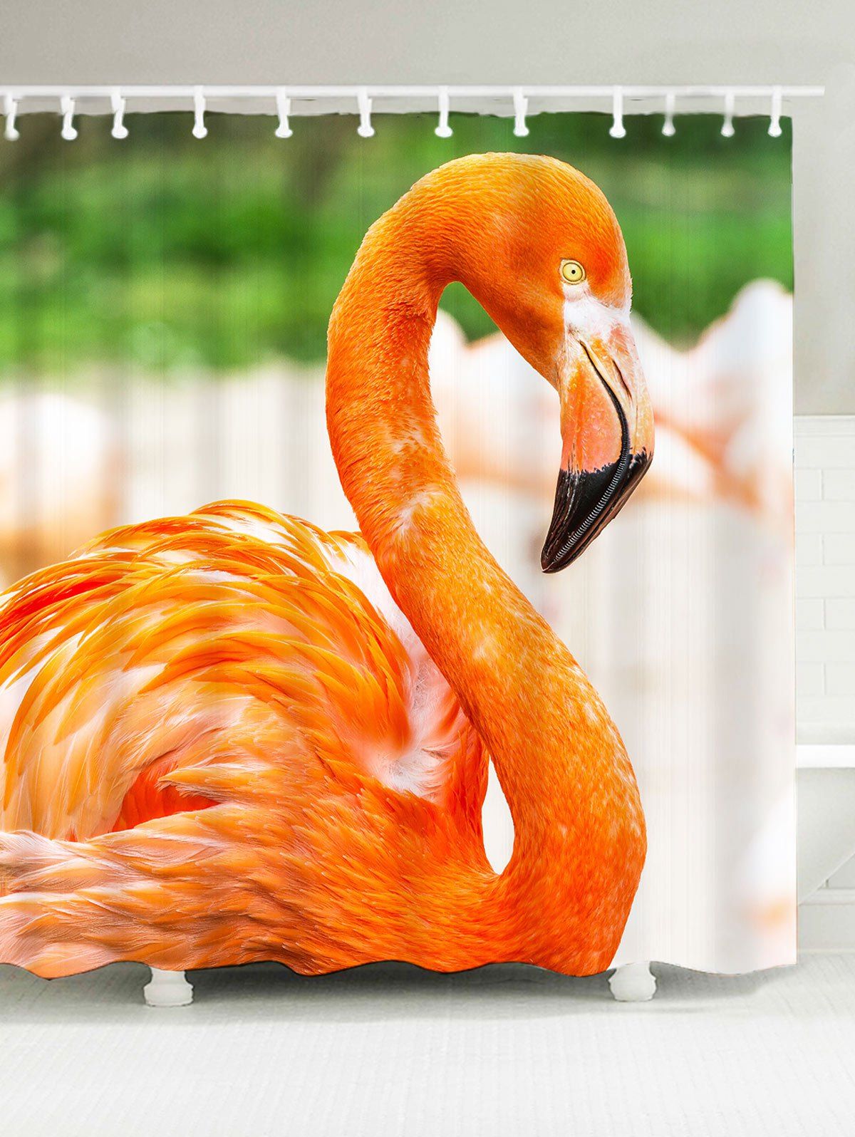 

Flamingo Pattern Waterproof Bath Curtain, Orange