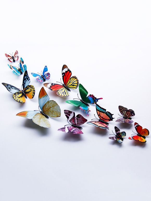 Autocollants Mural En Vinyle Papillon Aile Unique Lumineux 3D - coloré 