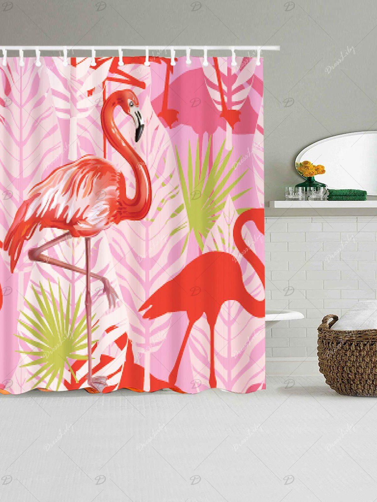 DressLily.com: Photo Gallery - Bathroom Waterproof Fabric Flamingo Bath ...