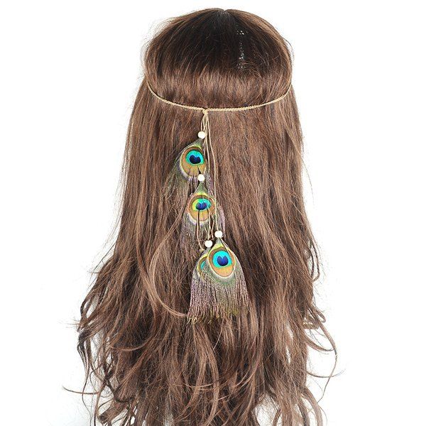 

Charm Indian Peacock Feather Hair Accessory, Green
