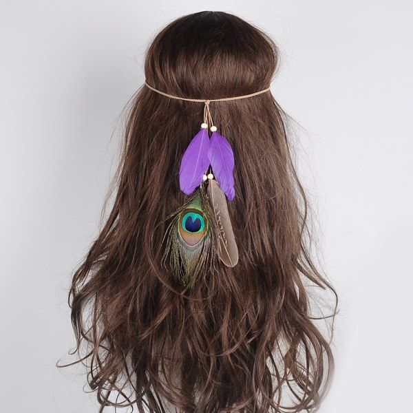 

Charm Indian Peacock Feather Headwear, Purple