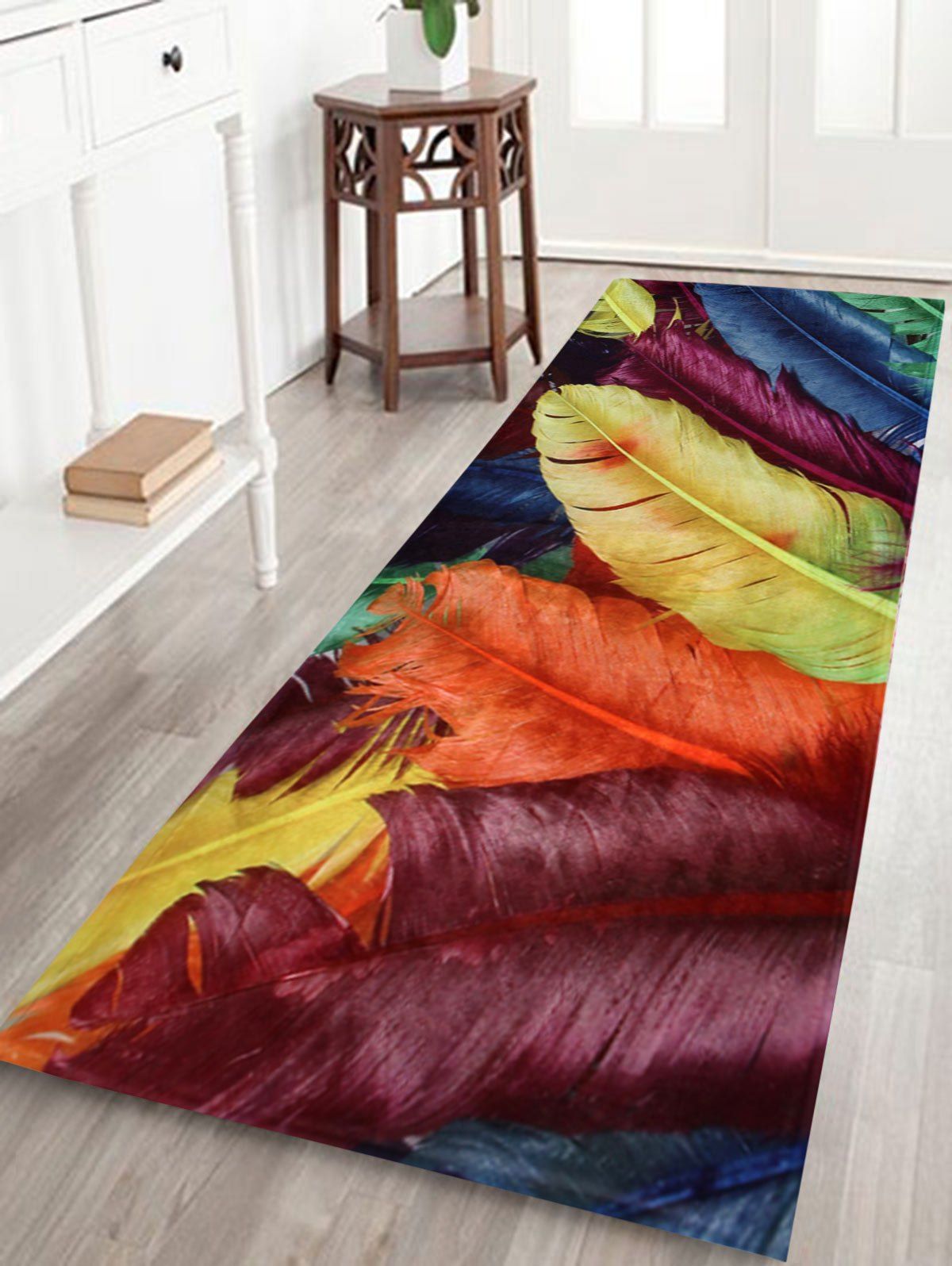 

Colorful Feather Coral Fleece Floor Mat, Colormix