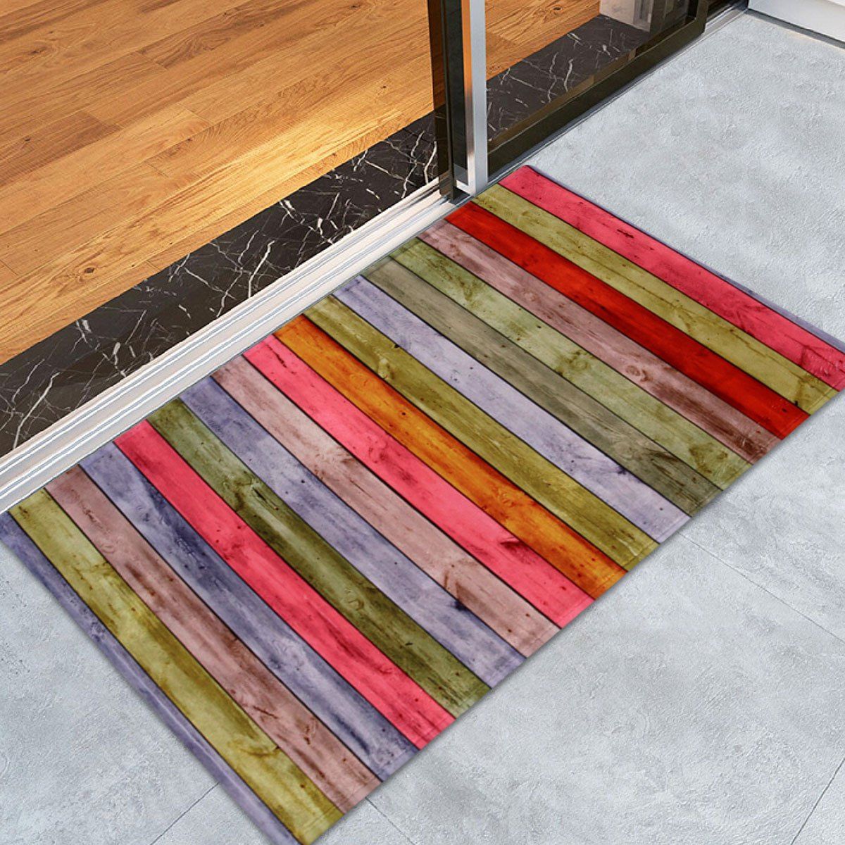

Non-Slip Wood Grain Absorbent Bathroom Rug, Colormix