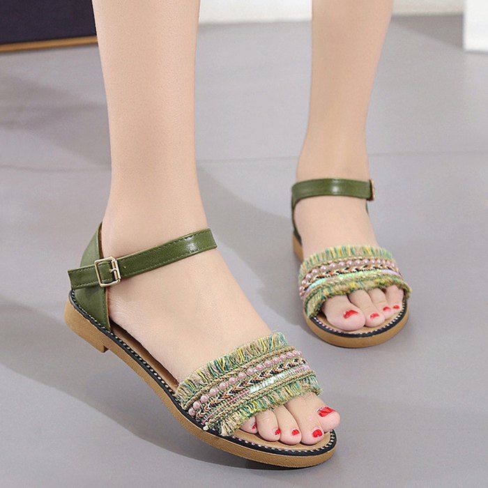 beaded flat sandals