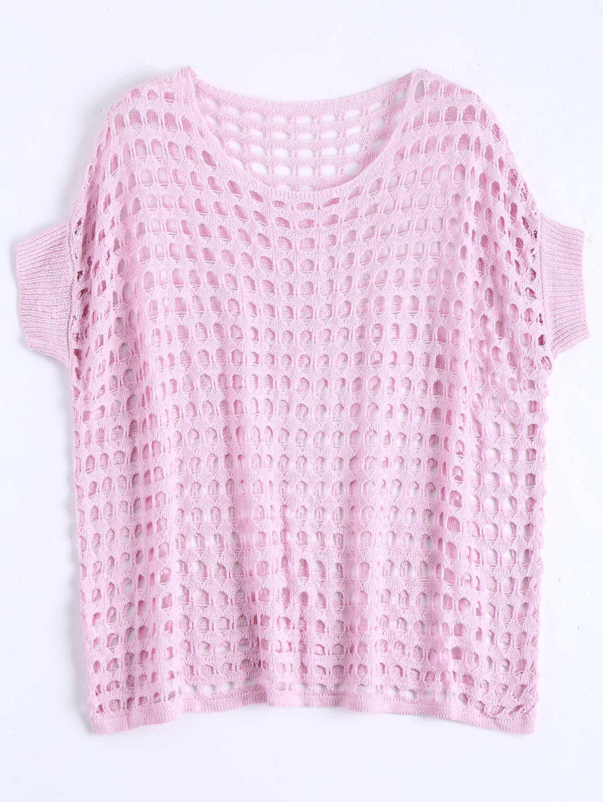 

Plus Size See Through Crochet Knit Top, Pink
