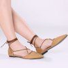 Suede Point Toe Lace Up Flats - Brun 37
