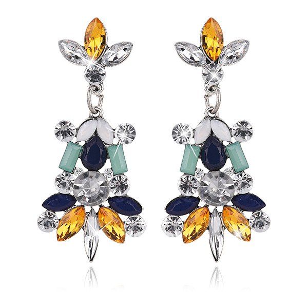 

Rhinestone Faux Crystal Statement Earrings, Colormix
