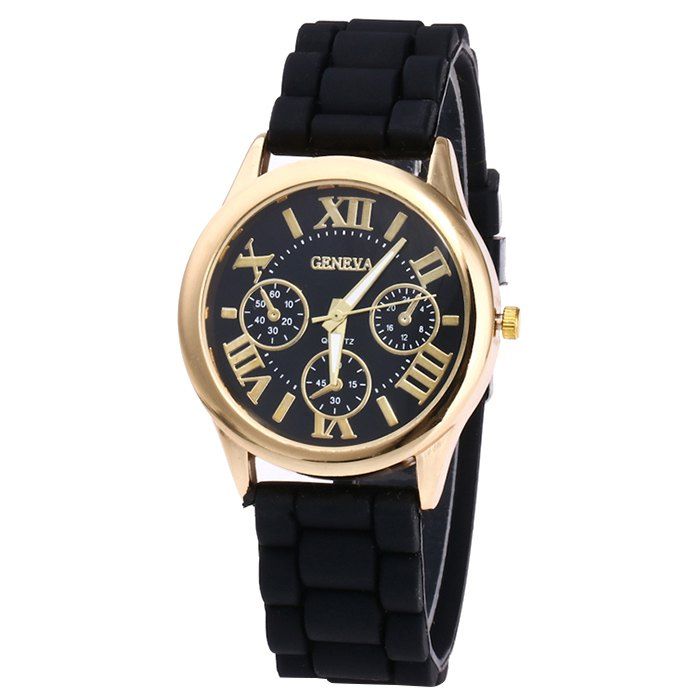 

Silicone Strap Roman Numeral Watch, Black