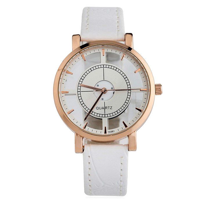 

Hollow Out Faux Leather Watch, White