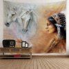 Tapisserie Pendante Murale Fille Cheval Imprimés - coloré W59 INCH * L59 INCH