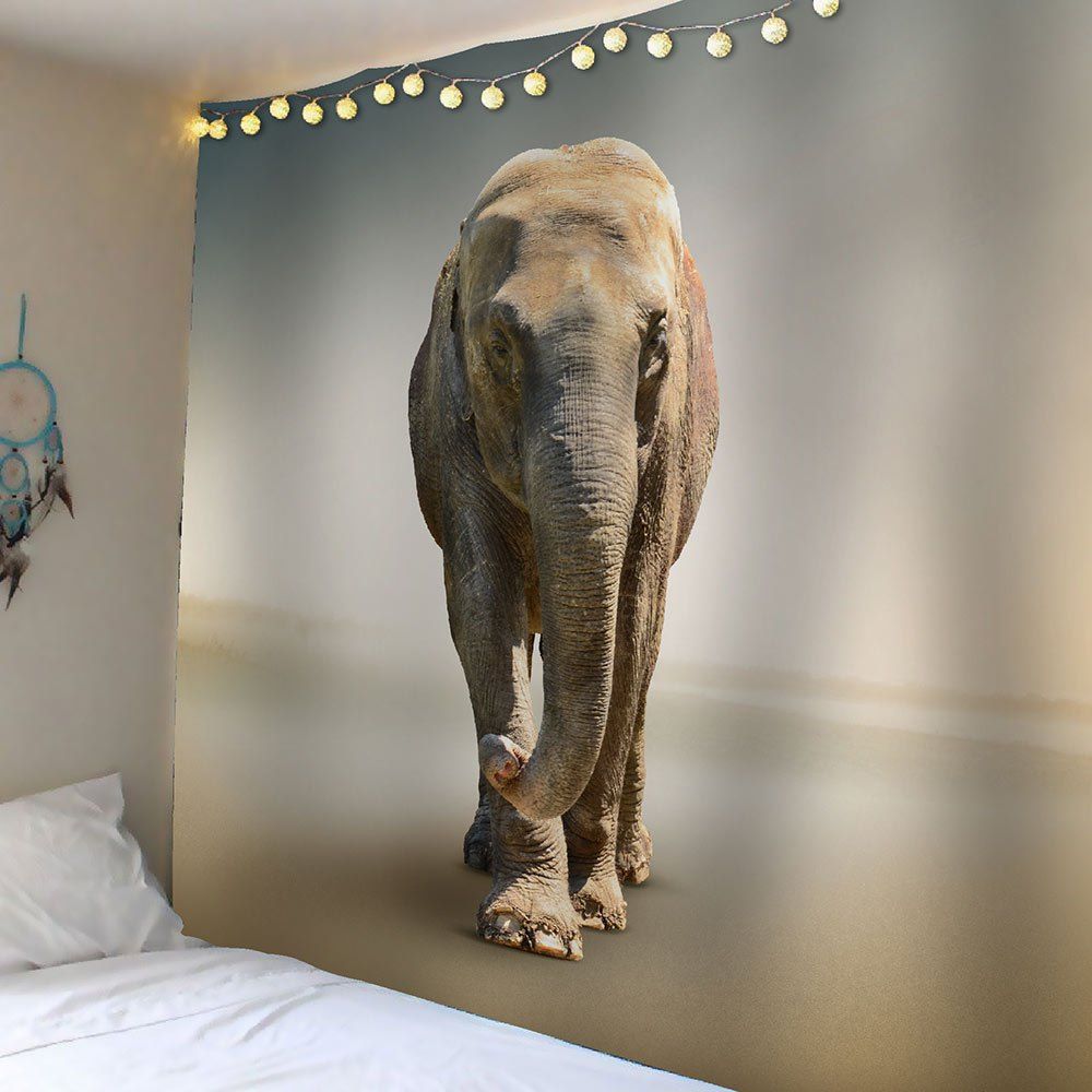 

Injured Elephant Waterproof Wall Art Tapestry, Gray