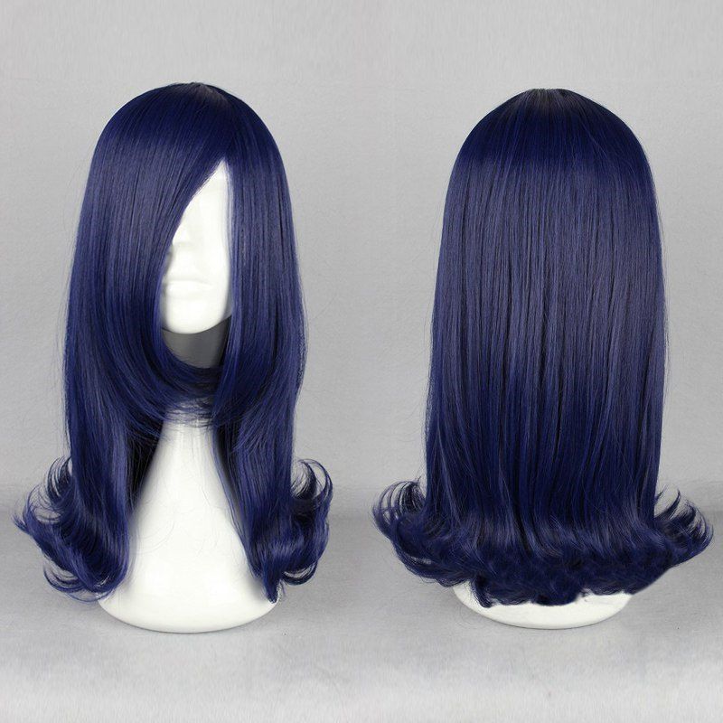 

Long Side Bang Tail Upwards Straight Cosplay Anime Wig, Cerulean