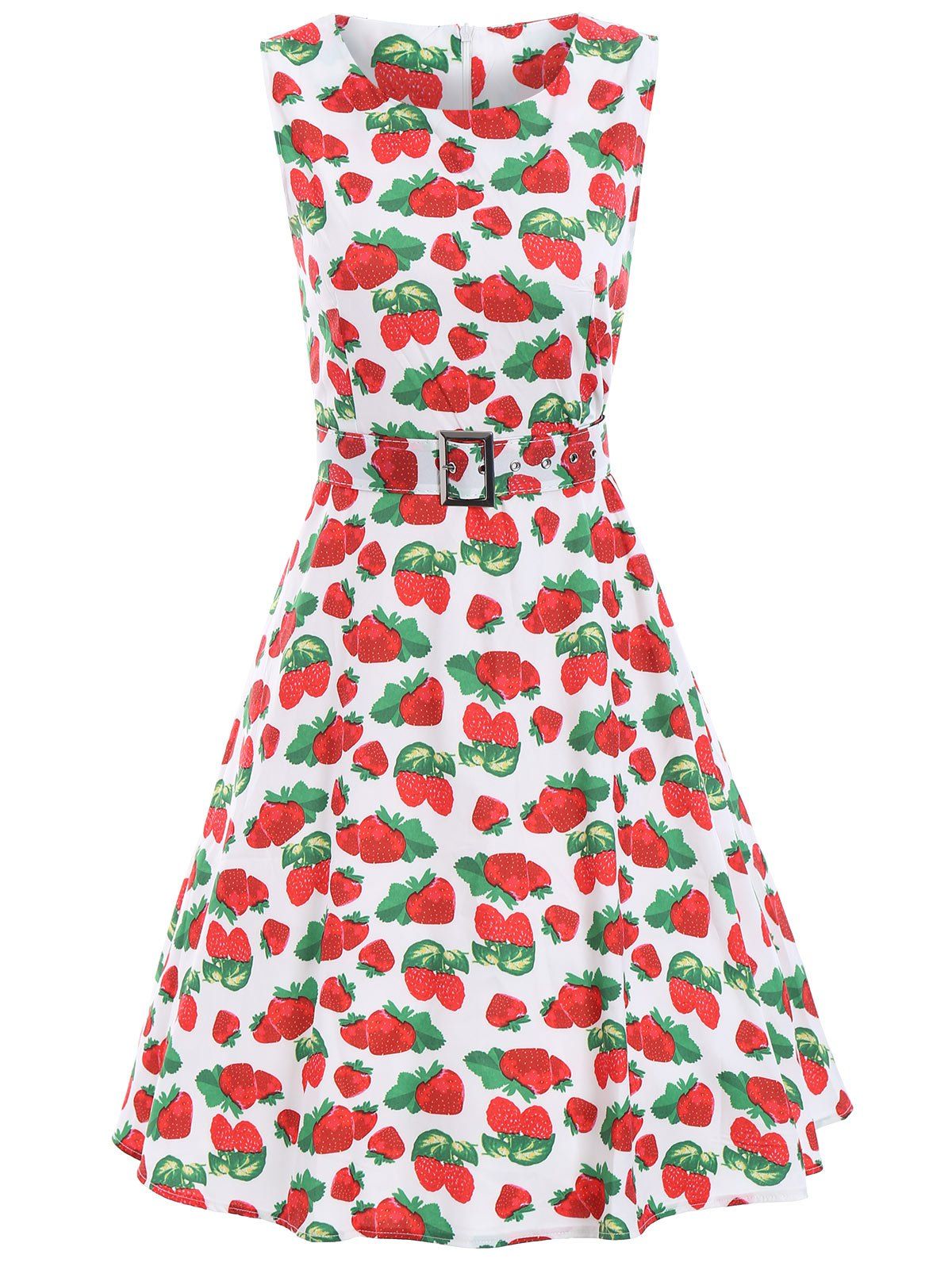 17 Off 2021 Strawberry Print A Line Vintage Dress In Red Dresslily 