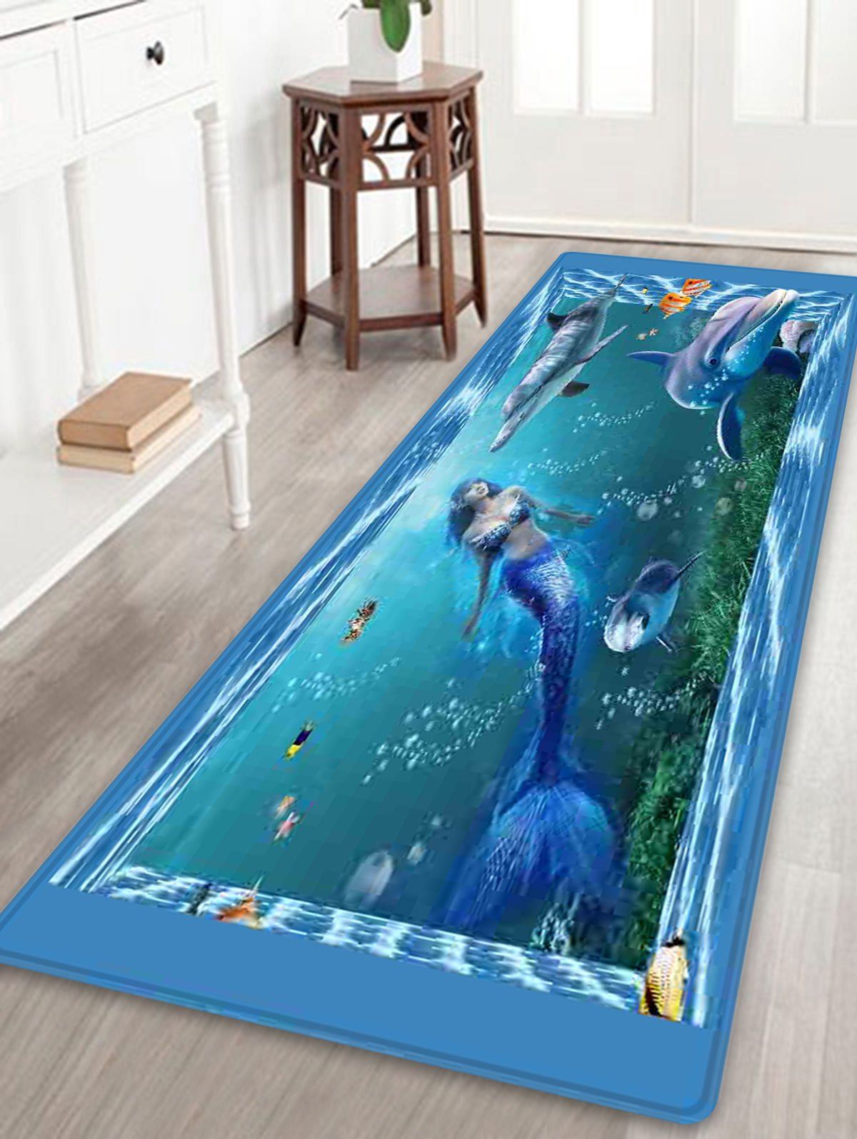 

Mermaid Dolphin Pattern Indoor Outdoor Area Rug, Colormix