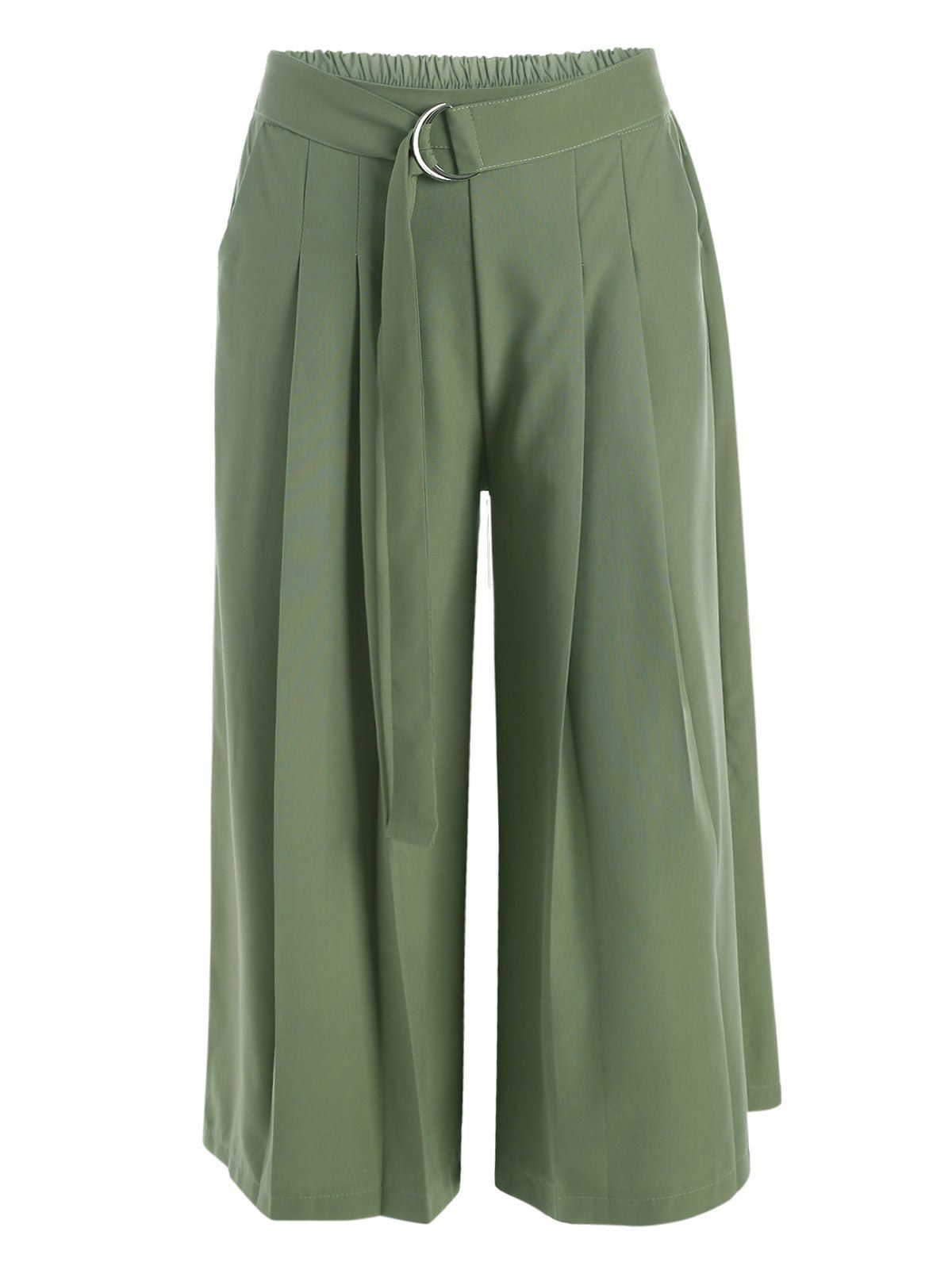 [17 OFF] 2020 Belted Formal Capri Wide Leg Pants In GREEN DressLily