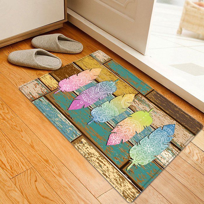 

Wood Flooring Feather Pattern Indoor Outdoor Area Rug, Colormix