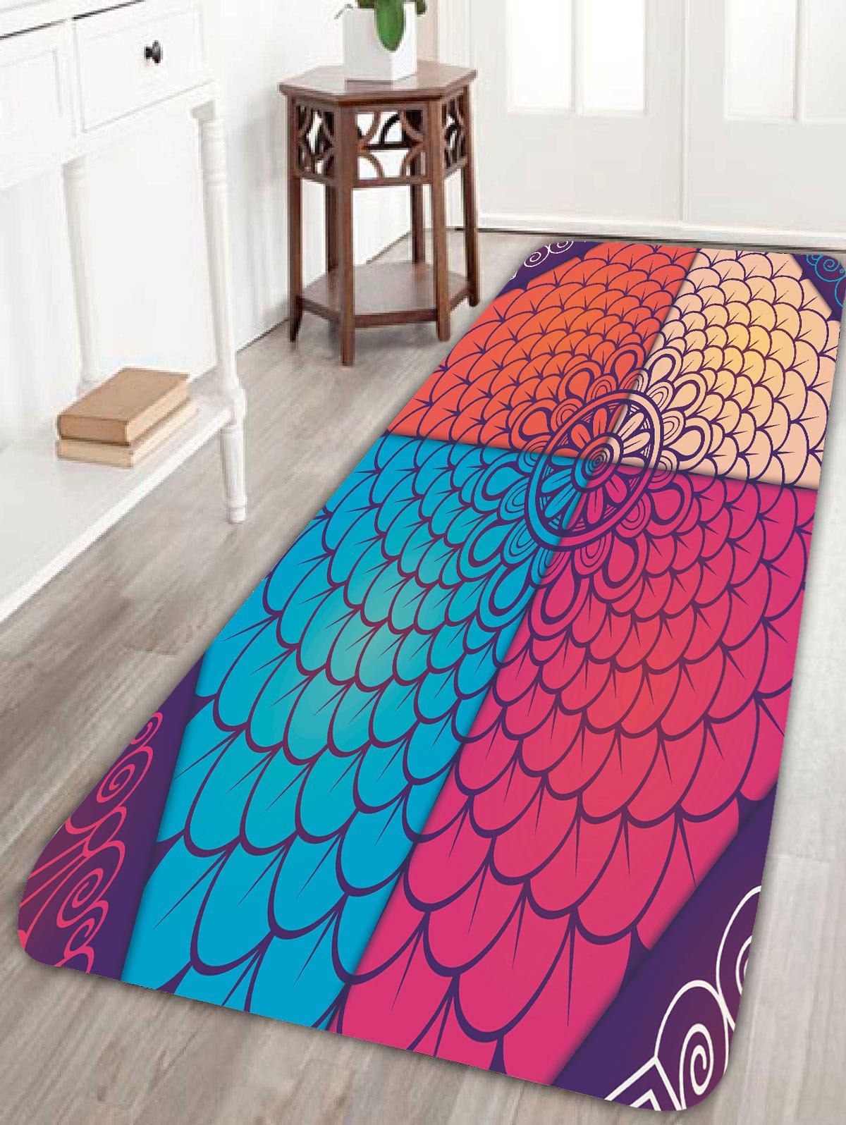 

Bohemian Mandala Floral Printed Bath Rug, Colorful