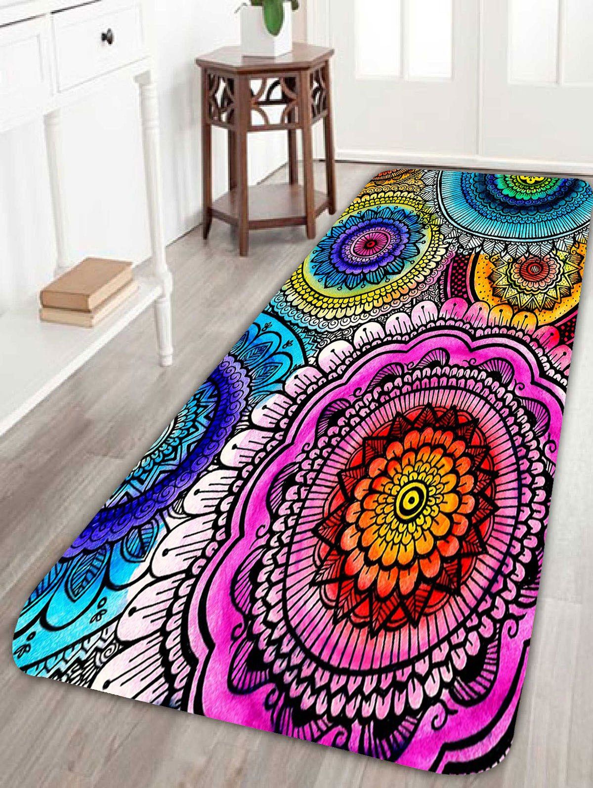 

Boho Mandala Print Extra Long Area Rug, Colorful