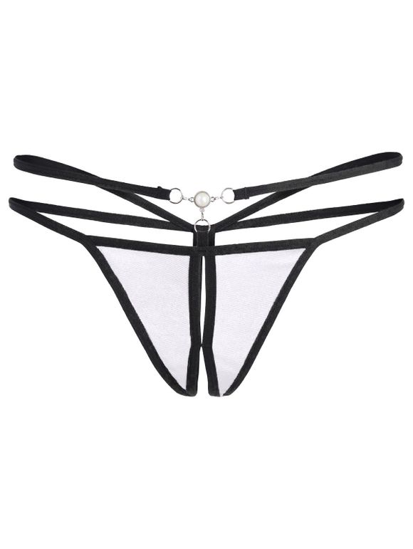 G-String taille basse à double sangle - Blanc ONE SIZE