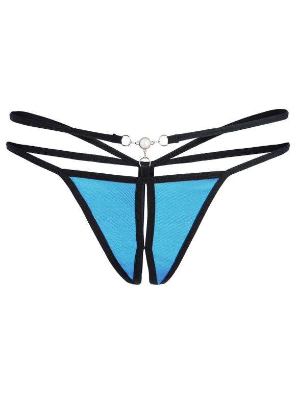 G-String taille basse à double sangle - Bleu ONE SIZE