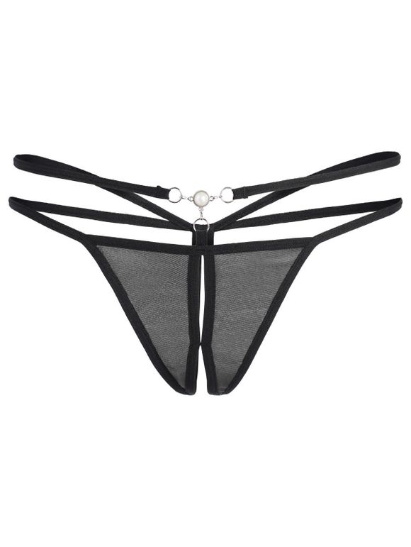 G-String taille basse à double sangle - Noir ONE SIZE