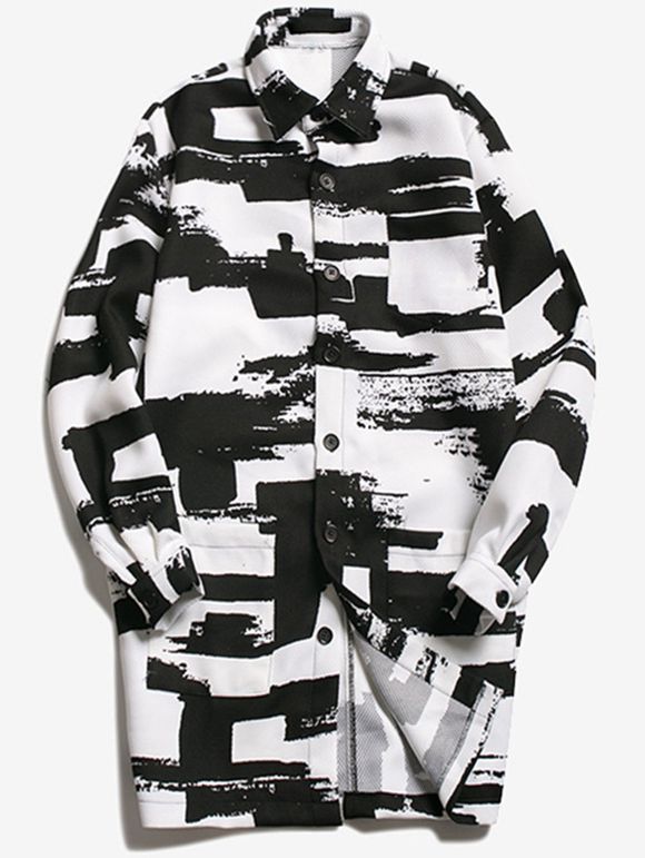 Manteau à col roulé pour vitre géométrique - Blanc et Noir XL
