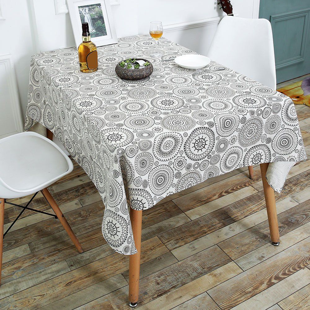 

Bohemia Style Linen Dining Table Desk Cover, Gray