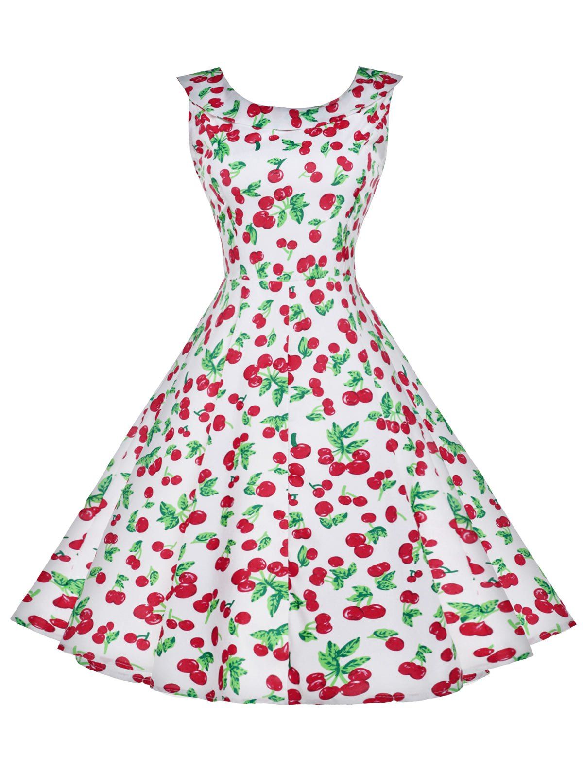 

Vintage Cherry Print Swing Dress, Colormix