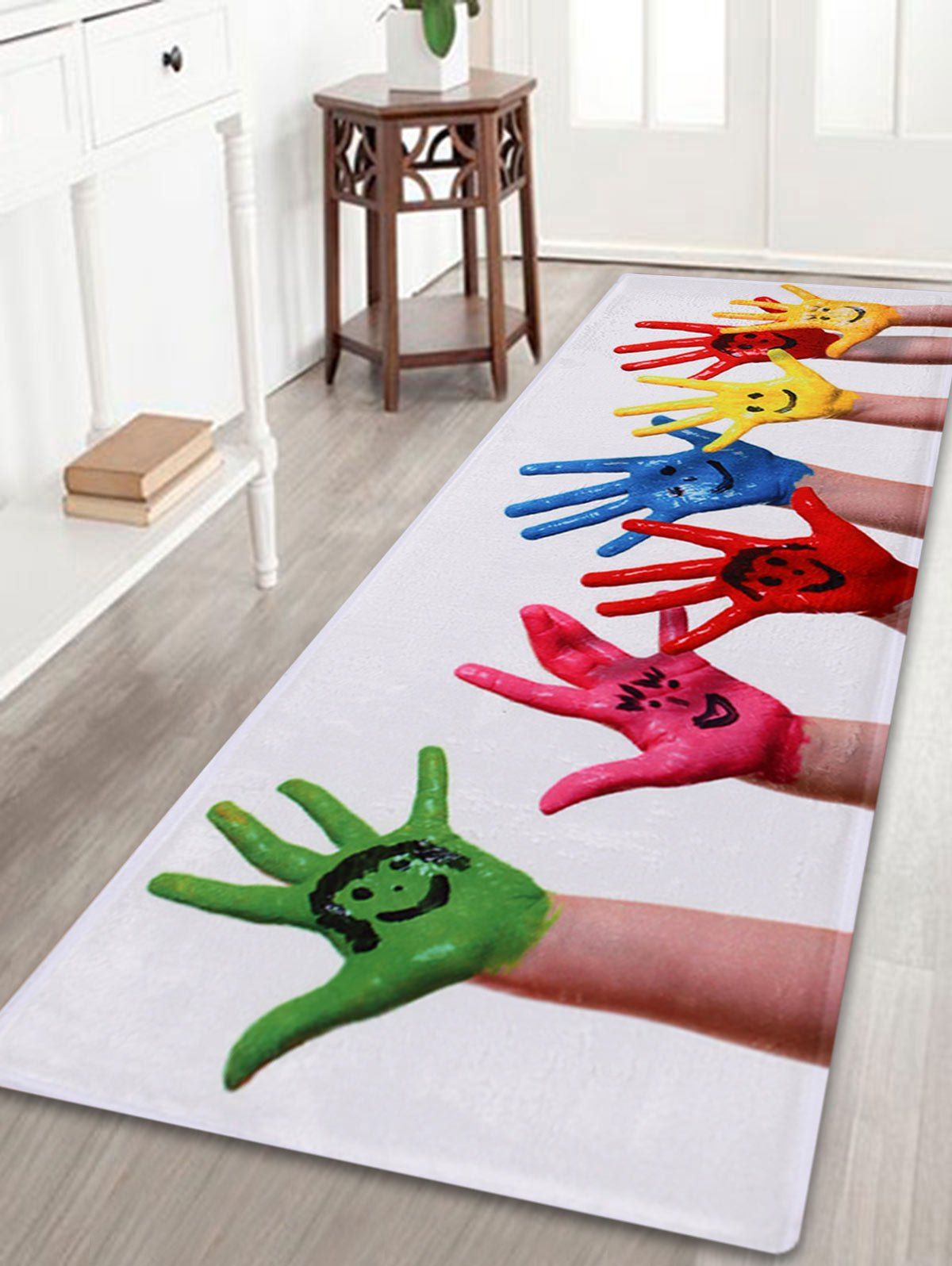 

Funny Palm Painted Anti Skid Floor Area Rug, White