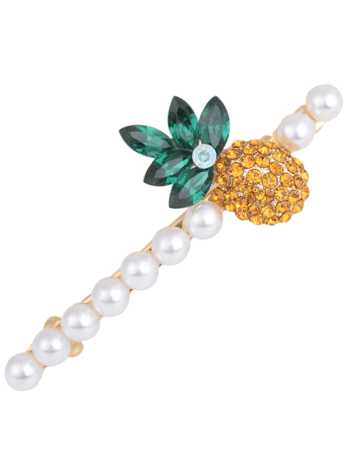 

1 Pcs Rhinestone Inlaid Pineapple Design Hair Clip, Pearl white