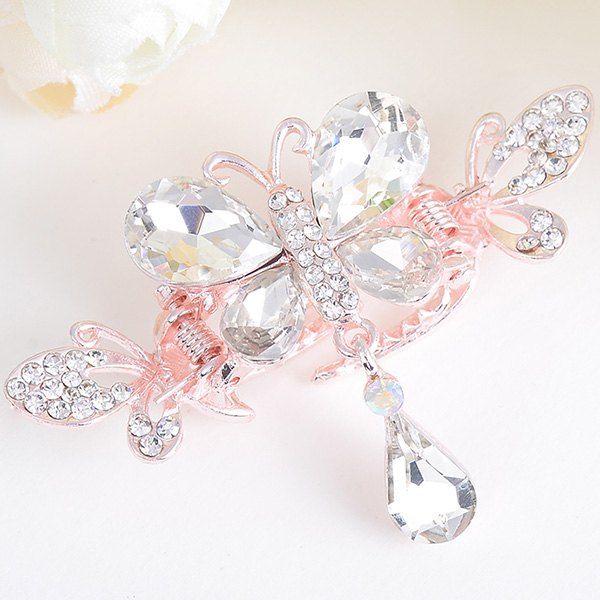 

Butterfly Shape Rhinestone Inlaid Hair Clip, White