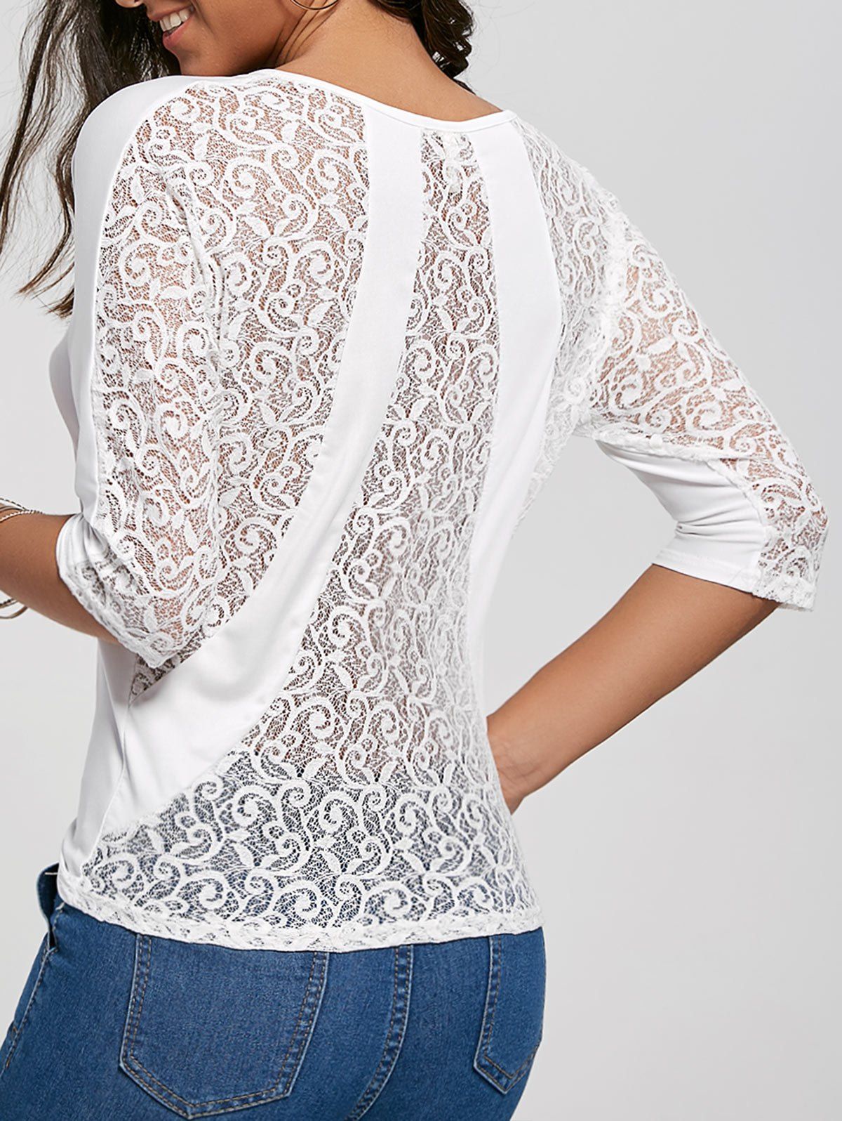 

Back Lace Top, White
