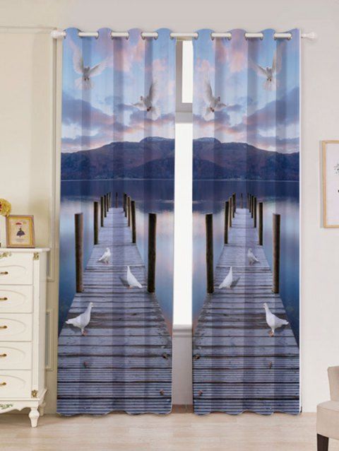 2018 2 Panel Lake Scenic Grommet Blackout Window Curtain Blue Gray W 2 Panel Lake Scenic Grommet Blackout Window Curtain Blue Gray W53 Inch L96