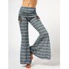 Chic High Waisted Bowknot Lace Loose Flare Palazzo Pants - GRAY S
